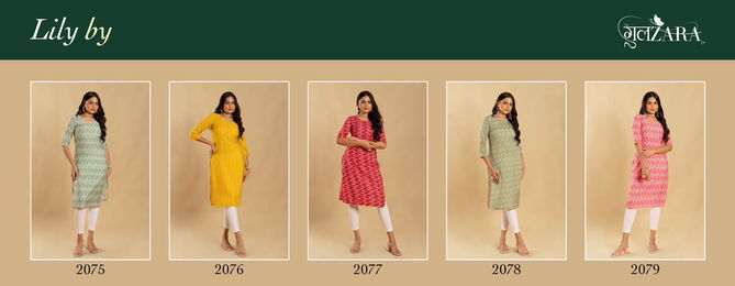 LILY 2075-2079 By Gulzara Printed Kurtis Catalog